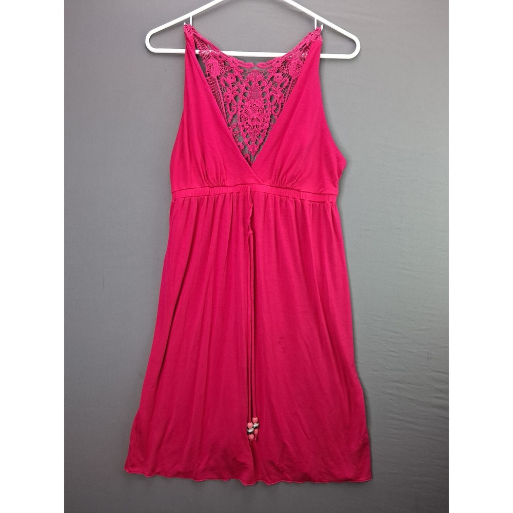 Boston Proper Mini Dress Womens Small Pink Crochet Lace Back V-Neck Sleeveless